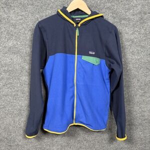 Patagonia Kids Size XXL 16-18 Fleece Jacket Blue Colorblock Zip Up Hooded Active